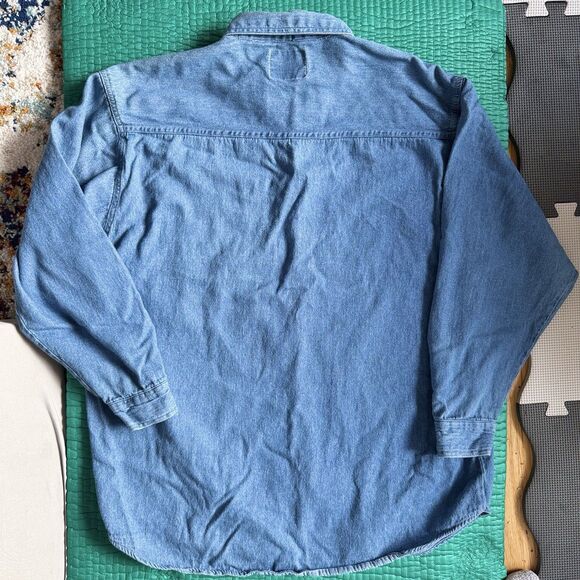 Vintage 90s Quizz Denim Button Up Shirt Sz L Christmas Bears Embroidery Winter - Picture 2 of 16